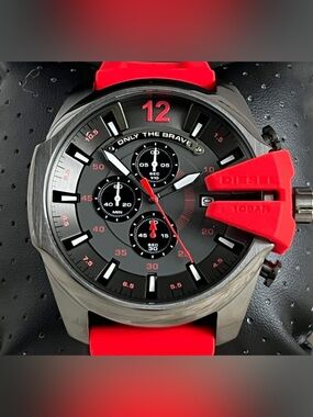 DZ4427 - Diesel Men’s Mega Chief Chronograph Gunmetal Red Silicone Watch